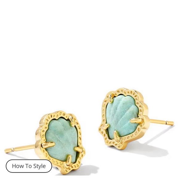 Kendra Scott Jewelry - Kendra Scott Brynne Shell Stud Earring - Gold Green Chrysocolla